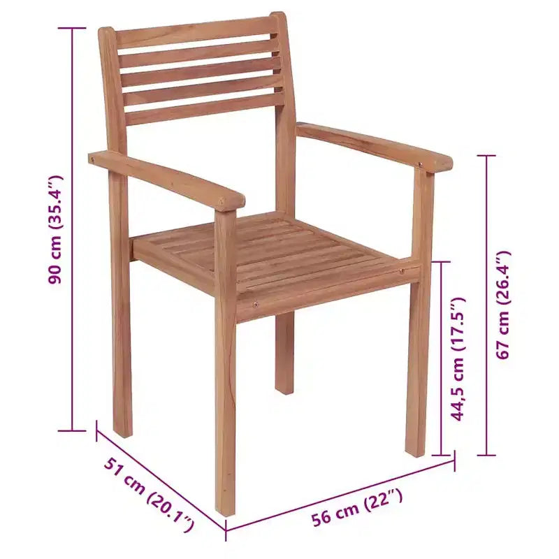 vidaXL Sedie da Giardino Impilabili con Cuscini 8 pz in Legno Massello di Teak