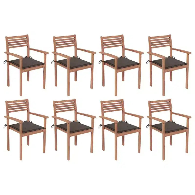 vidaXL Sedie da Giardino Impilabili con Cuscini 8 pz in Legno Massello di Teak