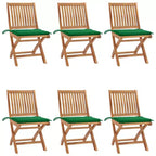 vidaXL Set 6 Sedie da Giardino Verdi in Legno Massello di Teak, Poliestere 46,5 cm