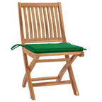 vidaXL Set 6 Sedie da Giardino Verdi in Legno Massello di Teak, Poliestere 46,5 cm
