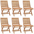 vidaXL Folding Patio Chairs with Taupe Cushions - 6 pcs Set, Solid Teak Wood Outdoor Garden Furniture, Easy Maintenance & Space Saving Design