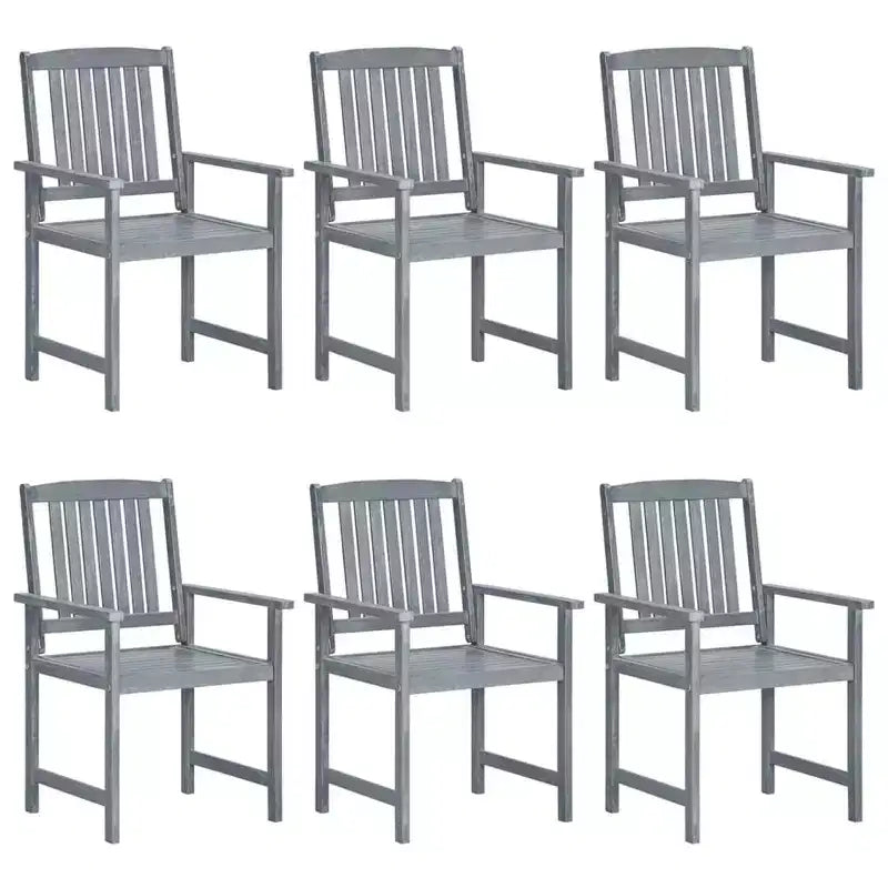 vidaXL Patio Chairs 6 Pcs with Cushions - Solid Acacia Wood Gray Outdoor Seating for Patio/Garden/Deck - 24x22.4x36.2