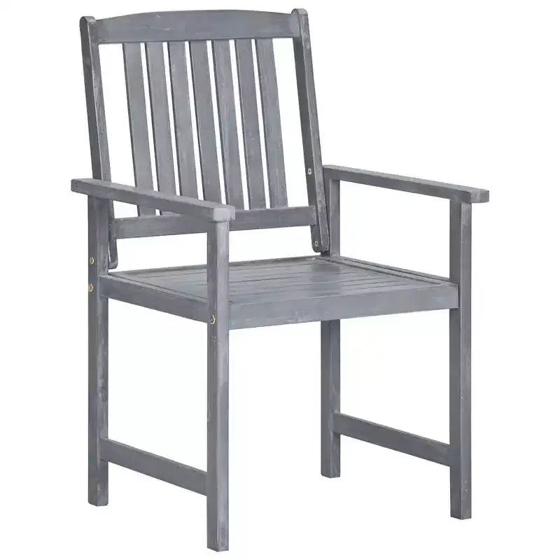 vidaXL Patio Chairs 6 Pcs with Cushions - Solid Acacia Wood Gray Outdoor Seating for Patio/Garden/Deck - 24x22.4x36.2