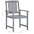 vidaXL Patio Chairs 6 Pcs with Cushions - Solid Acacia Wood Gray Outdoor Seating for Patio/Garden/Deck - 24x22.4x36.2