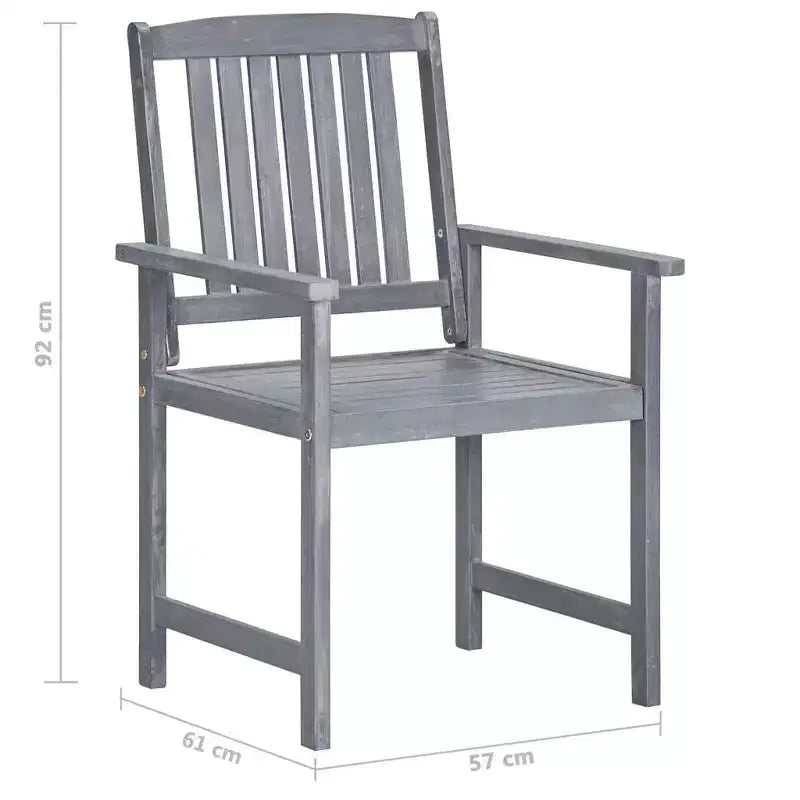 vidaXL Patio Chairs 6 Pcs with Cushions - Solid Acacia Wood Gray Outdoor Seating for Patio/Garden/Deck - 24x22.4x36.2