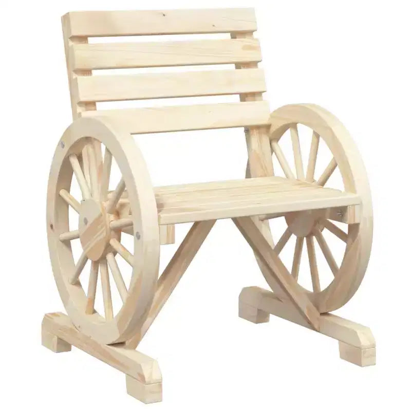 vidaXL Patio Chairs Set of 4 - Solid Fir Wood, Weather-Resistant Seating with Wagon Wheel Armrests for Garden/Terrace, Brown Farmhouse Style