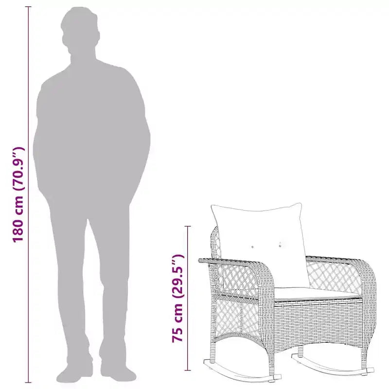 vidaXL Sedia a dondolo da giardino con cuscini Rattan sintetico grigio - Grigio e blu
