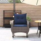 vidaXL Sedia a dondolo da giardino con cuscini Rattan sintetico grigio - Grigio e blu