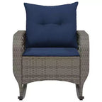vidaXL Sedia a dondolo da giardino con cuscini Rattan sintetico grigio - Grigio e blu