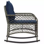 vidaXL Sedia a dondolo da giardino con cuscini Rattan sintetico grigio - Grigio e blu
