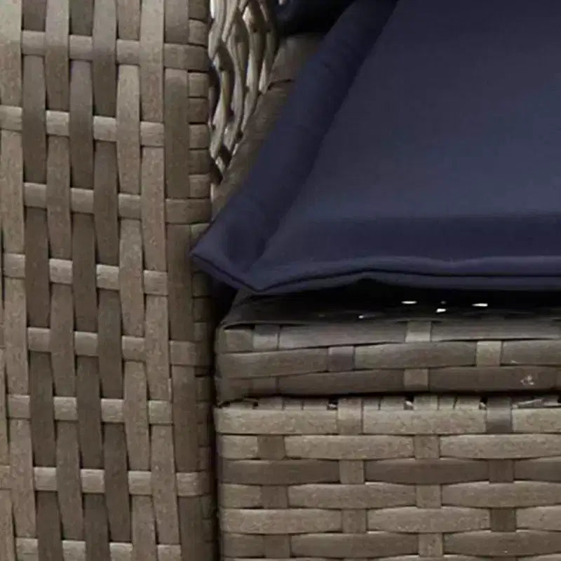 vidaXL Sedia a dondolo da giardino con cuscini Rattan sintetico grigio - Grigio e blu