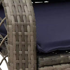 vidaXL Sedia a dondolo da giardino con cuscini Rattan sintetico grigio - Grigio e blu