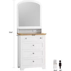 Cassettiera DobleePy a 4 cassetti con specchio, striscia LED e stazione di ricarica, moderno mobile da trucco per camera da letto, ingresso, piccoli spazi