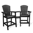 Garvee Outdoor Recycled Poly Adirondack Barstools Set of 2  Tall Weatherproof Bar Height Chairs, Black