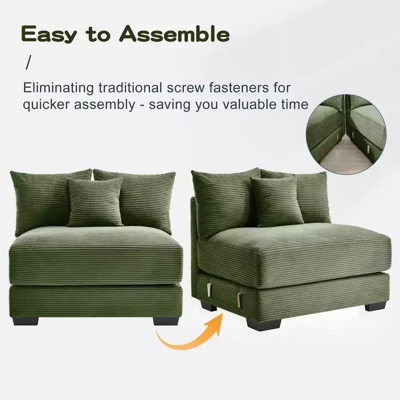 Oversized Cloud Modular Sectional Couch,Convertible Sectional Couches Deep Seat Extra-Wide Armrests