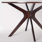 Tavolo da pranzo rotondo in legno massello da 47,2" per 4-6 persone con base a piedistallo incrociato