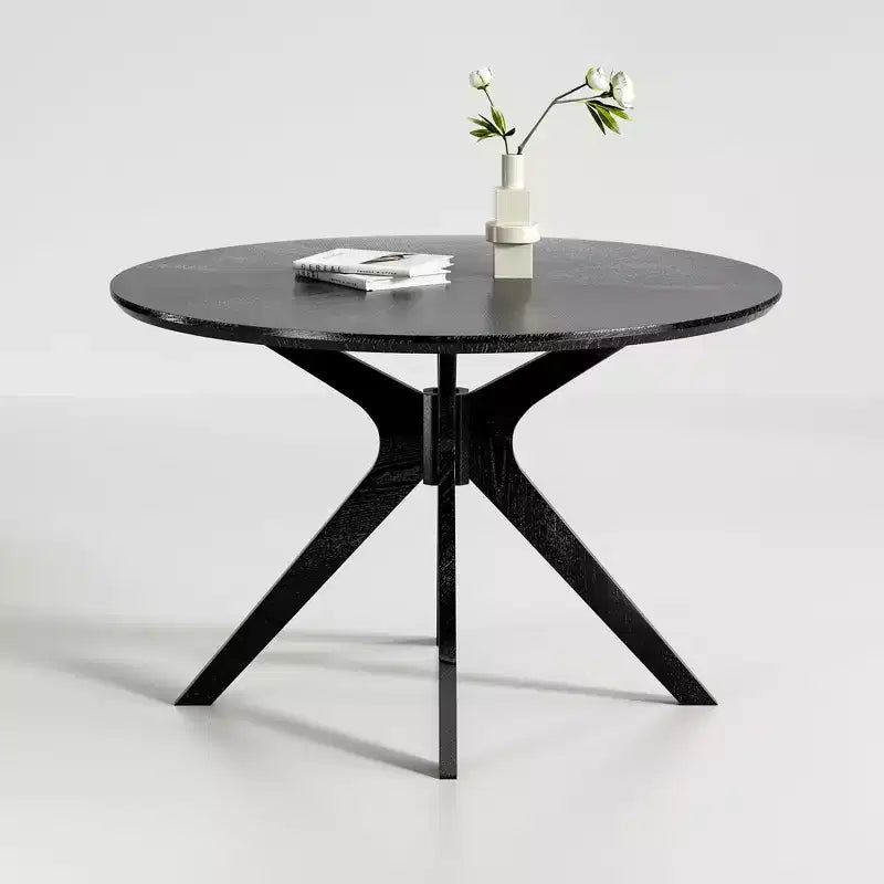 Tavolo da pranzo rotondo in legno massello da 47,2" per 4-6 persone con base a piedistallo incrociato