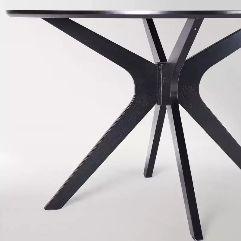 Tavolo da pranzo rotondo in legno massello da 47,2" per 4-6 persone con base a piedistallo incrociato