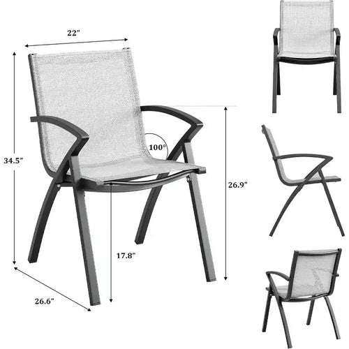 Sedie da pranzo per esterni in alluminio con rete Textilene ad asciugatura rapida, supporto ergonomico per patio, bordo piscina