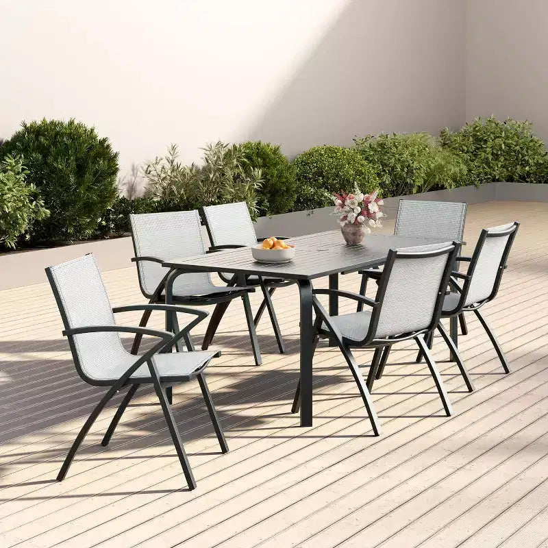 Aluminum Outdoor Dining Chairs with Quick-Dry Textilene Mesh, Ergonomic Support for Patio, Poolside