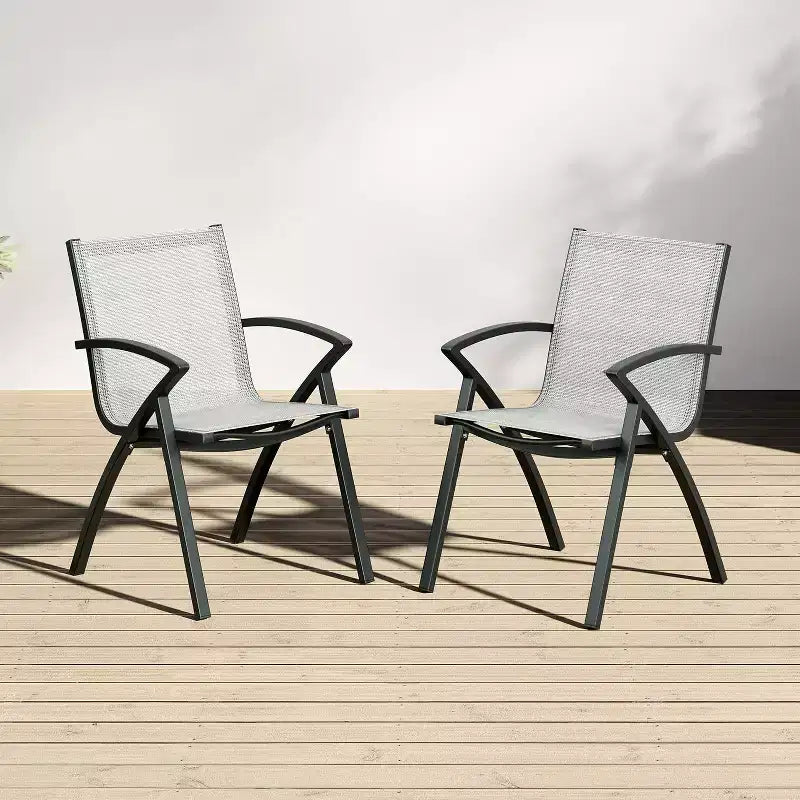 Aluminum Outdoor Dining Chairs with Quick-Dry Textilene Mesh, Ergonomic Support for Patio, Poolside