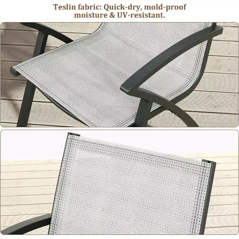 Aluminum Outdoor Dining Chairs with Quick-Dry Textilene Mesh, Ergonomic Support for Patio, Poolside