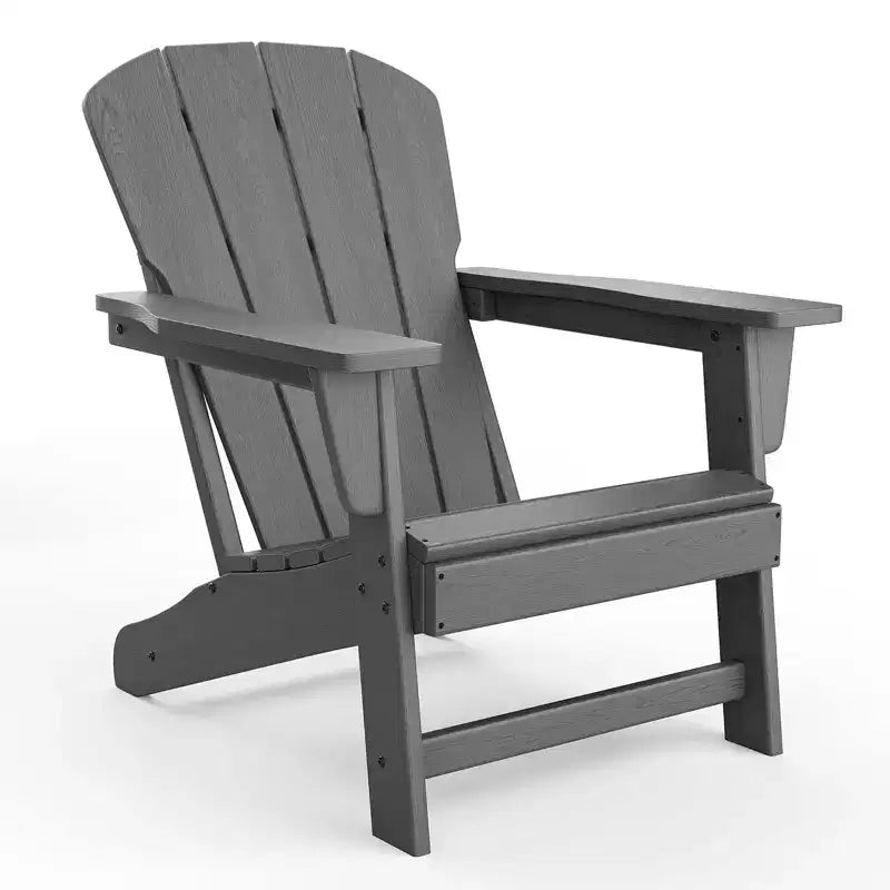 Outdoor Adirondack Chairs, HDPE Plastic Patio Chairs for All Weather, Weather-Resistant Fire Pit Chair with Wide Armrests & Slatted Back