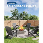 Outdoor Adirondack Chairs, HDPE Plastic Patio Chairs for All Weather, Weather-Resistant Fire Pit Chair with Wide Armrests & Slatted Back