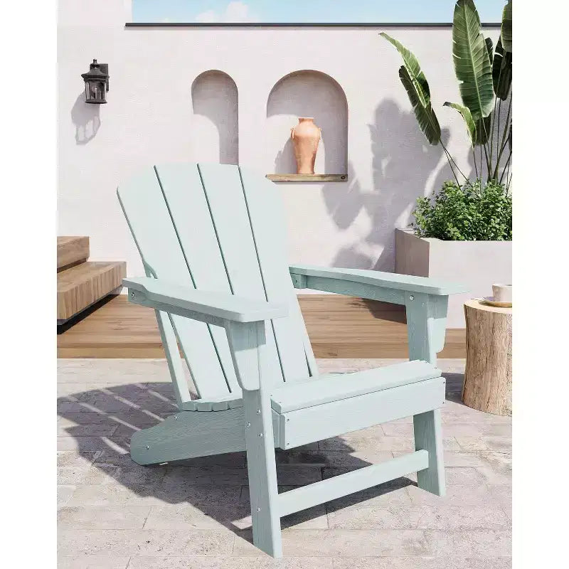 Outdoor Adirondack Chairs, HDPE Plastic Patio Chairs for All Weather, Weather-Resistant Fire Pit Chair with Wide Armrests & Slatted Back