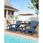 Outdoor Adirondack Chairs, HDPE Plastic Patio Chairs for All Weather, Weather-Resistant Fire Pit Chair with Wide Armrests & Slatted Back