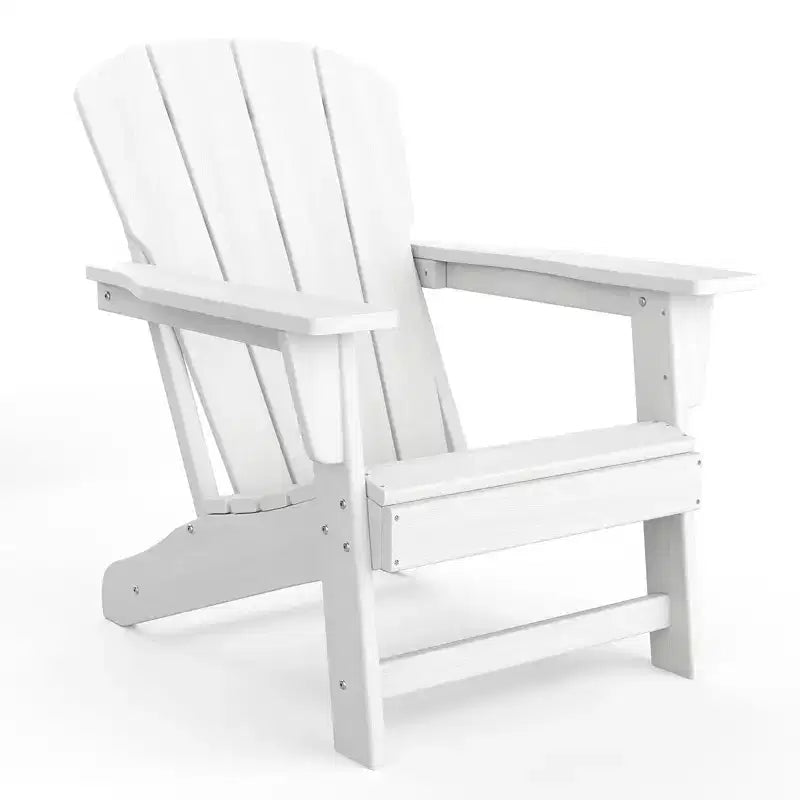 Outdoor Adirondack Chairs, HDPE Plastic Patio Chairs for All Weather, Weather-Resistant Fire Pit Chair with Wide Armrests & Slatted Back
