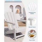 Outdoor Adirondack Chairs, HDPE Plastic Patio Chairs for All Weather, Weather-Resistant Fire Pit Chair with Wide Armrests & Slatted Back