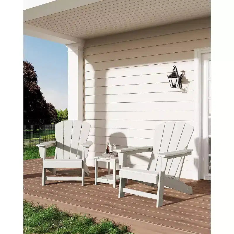 Outdoor Adirondack Chairs, HDPE Plastic Patio Chairs for All Weather, Weather-Resistant Fire Pit Chair with Wide Armrests & Slatted Back