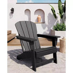 Outdoor Adirondack Chairs, HDPE Plastic Patio Chairs for All Weather, Weather-Resistant Fire Pit Chair with Wide Armrests & Slatted Back
