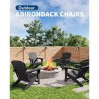 Outdoor Adirondack Chairs, HDPE Plastic Patio Chairs for All Weather, Weather-Resistant Fire Pit Chair with Wide Armrests & Slatted Back