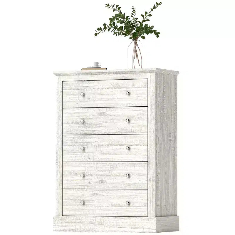 HOMCOM Farmhouse Dresser for Bedroom with 5 Drawers, 31 Wide Chest of Drawers