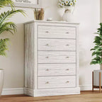 HOMCOM Farmhouse Dresser for Bedroom with 5 Drawers, 31 Wide Chest of Drawers