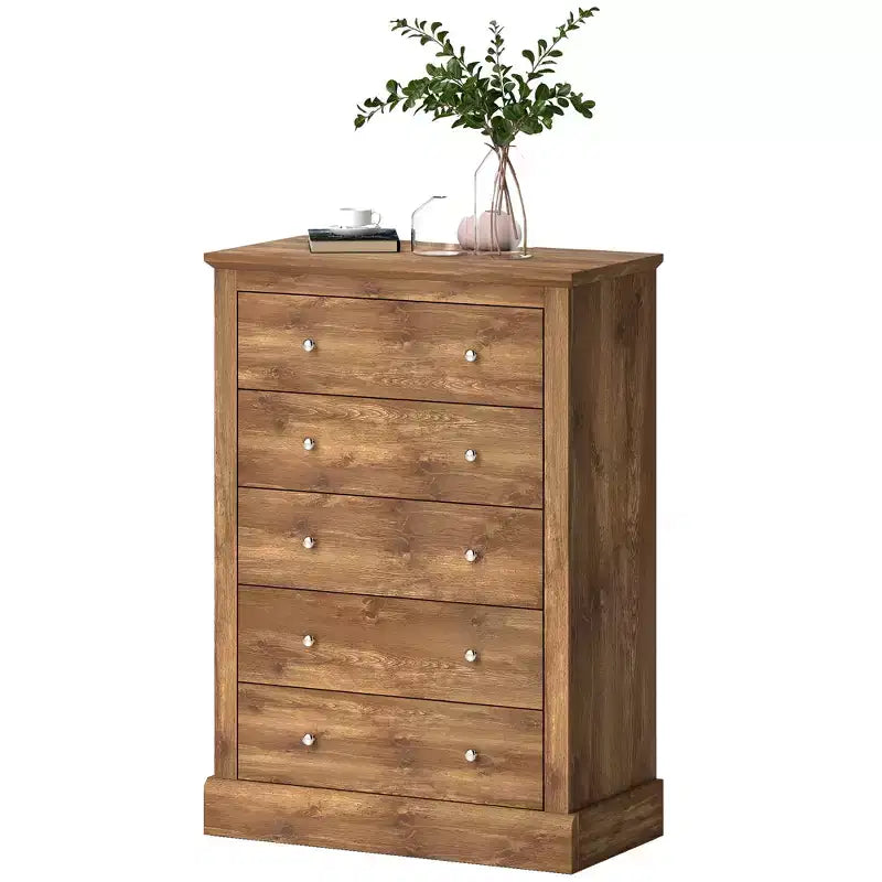HOMCOM Farmhouse Dresser for Bedroom with 5 Drawers, 31 Wide Chest of Drawers