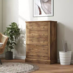 HOMCOM Farmhouse Dresser for Bedroom with 5 Drawers, 31 Wide Chest of Drawers
