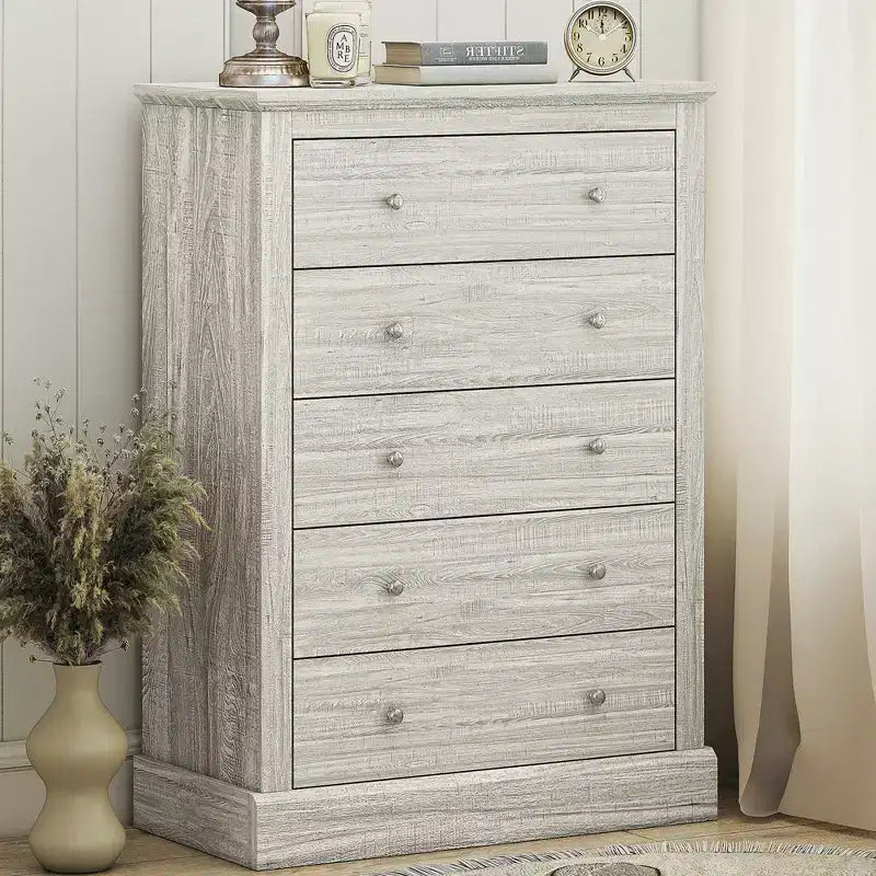 Cassettiera HOMCOM in stile rustico per camera da letto con 5 cassetti, 78,5 cm di larghezza