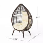 Poltrona Lounge GDFStudio Jeffrey a Goccia in Vimini e Ferro con Cuscino Impermeabile