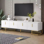 CLIHOME Modern TV Stand for TVs Up to 80, Media Console Table with Cabinets and Adjustable Shelves