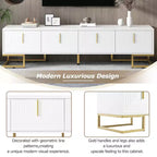 CLIHOME Modern TV Stand for TVs Up to 80, Media Console Table with Cabinets and Adjustable Shelves
