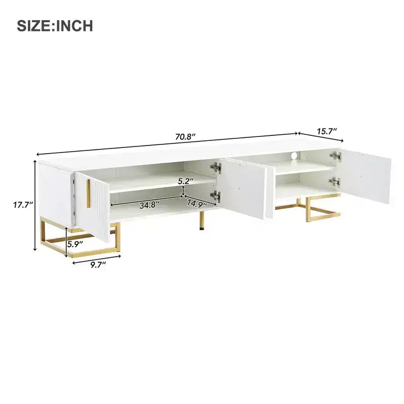 CLIHOME Modern TV Stand for TVs Up to 80, Media Console Table with Cabinets and Adjustable Shelves
