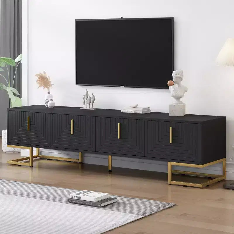 CLIHOME Modern TV Stand for TVs Up to 80, Media Console Table with Cabinets and Adjustable Shelves