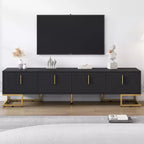 CLIHOME Modern TV Stand for TVs Up to 80, Media Console Table with Cabinets and Adjustable Shelves
