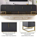 CLIHOME Modern TV Stand for TVs Up to 80, Media Console Table with Cabinets and Adjustable Shelves