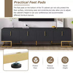 CLIHOME Modern TV Stand for TVs Up to 80, Media Console Table with Cabinets and Adjustable Shelves