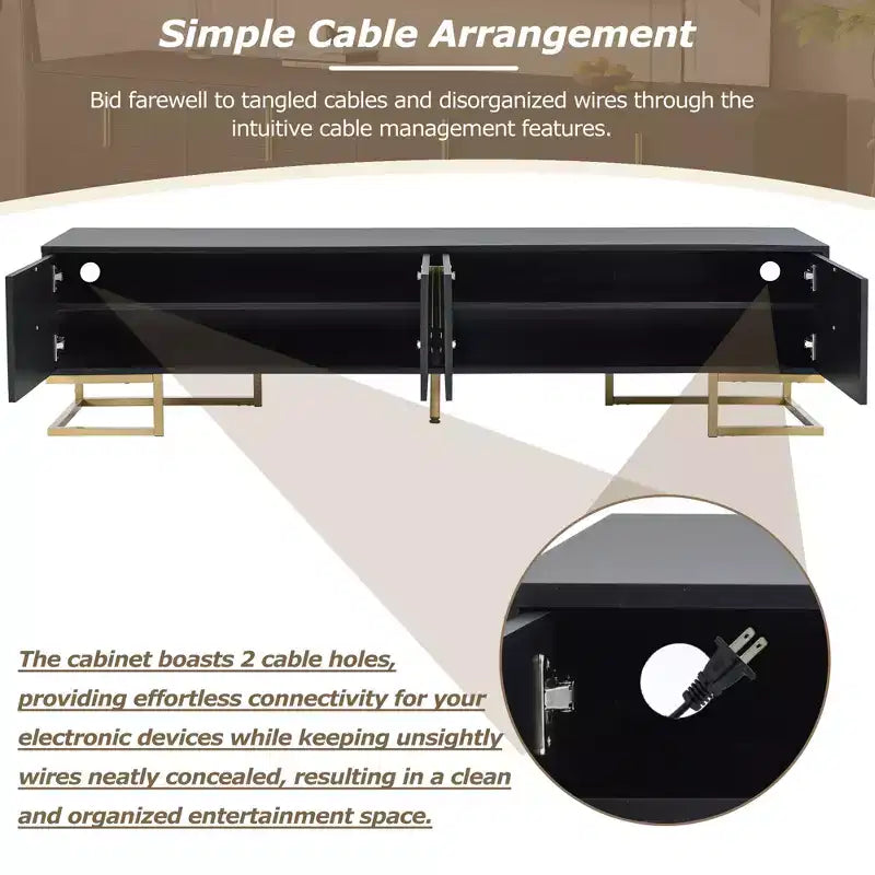 CLIHOME Modern TV Stand for TVs Up to 80, Media Console Table with Cabinets and Adjustable Shelves