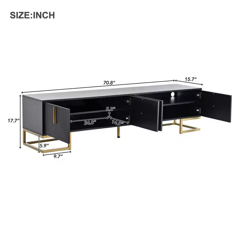 CLIHOME Modern TV Stand for TVs Up to 80, Media Console Table with Cabinets and Adjustable Shelves